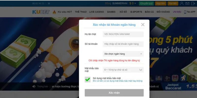 Lưu ý đặc biệt khi giao dịch nhận thưởng tại Kubet77